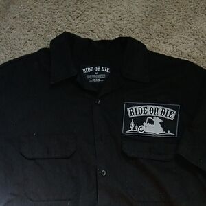 Ride or Die Men's button down short sleeve shirt  - M